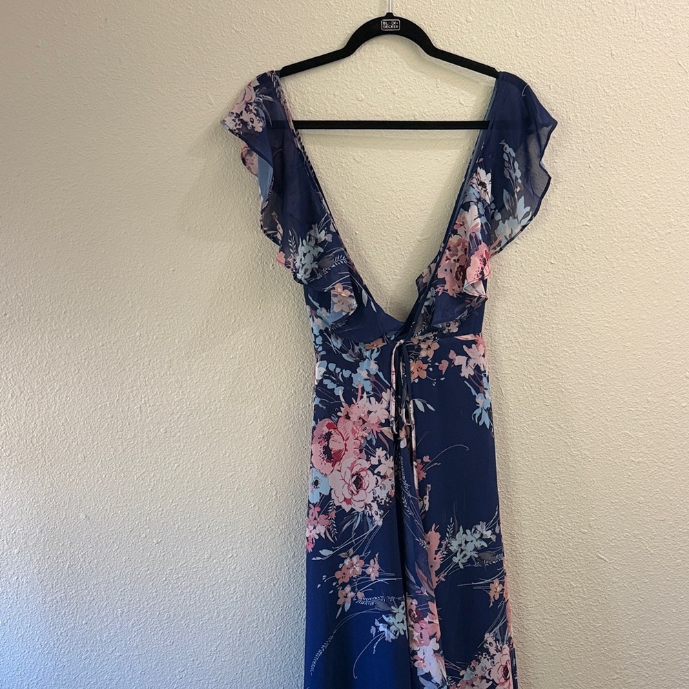Yumi Kim Navy Floral Backless Dress